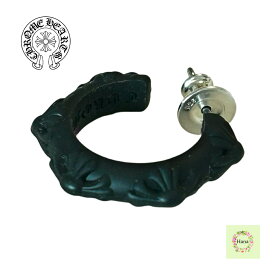 【保証書無修正/新品未使用】CHROME HEARTS クロムハーツ クロスバンド フープシリコン ピアス ERNG/PC HOOP CROSS SLCN MATTE BLK ブラック 0.71g プレゼント