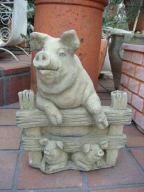 ガーデニング ガーデン イングリッシュ 雑貨 ストーン製『English Family Pig』