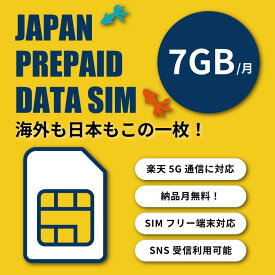 楽天モバイル プリペイド SIMカード 7GB 6ヶ月プリペイドプラン 半年 180日間　楽天回線　au 国際ローミング利用可能 データ通信 テレワーク prepaid SIM プリペイドSIMカード　格安SIM