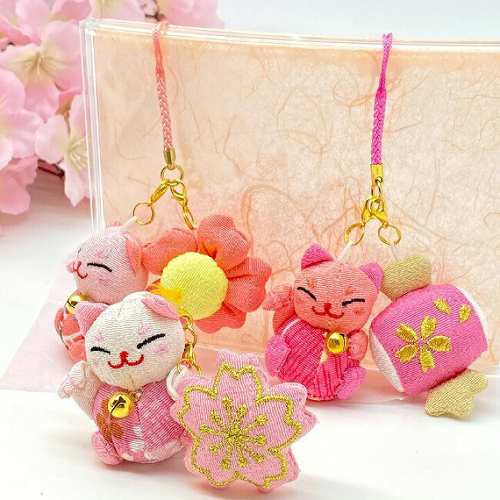 楽天市場】ストラップ かわいい 猫 縁起 [桜の招き猫 ストラップ] 桜  