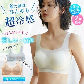 送料無料 高品質 2枚セット 2TYPE 夏用ブラジャー 接触冷感 涼しい ノンワイヤー 軽量 吸汗速乾 ひびきにくい ワイヤレス ムレにくい ベタつきにくい ひんやり シームレス 肌着 大きいサイズ 超薄ブラジャー 薄手ブラジャー ブラジャー