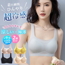 送料無料 高品質 2枚セット 夏用ブラジャー 接触冷感 涼しい ノンワイヤー 軽量 吸汗速乾 ひびきにくい ワイヤレス ムレにくい ベタつきにくい ひんやり シームレス 肌着 大きいサイズ 超薄ブラジャー 薄手ブラジャーブラジャー ナイトブラ ゴルフウェア レディース