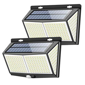 色：2個 【最新版288LED】センサーライト ソーラーライト Focondot 3つ知能モード 人感センサー 屋外照明 4面発光 太陽光発電 省エネ 防水 防犯ライト 自動点灯300*照明範囲 両面テープ付き 壁掛