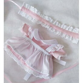 ぬいぐるみ 服　メイド服3点セット　ヘッドウェア　ドレス　エプロン　綿人形服　着せ替え　ドールアクセサリー (Pink)