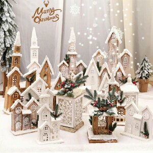 クリスマス飾り オーナメント 木製 クリスマス置物 イルミネーションライト クリスマスかざり 光る 小屋 置物 オブジェ おしゃれ 屋内 室内 インテリア 店舗 卓上装飾 玄関装飾 北欧 雑貨 LED