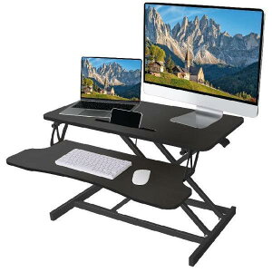 スタンディングデスク 卓上 昇降式デスク ガス圧 昇降式テーブル 天板サイズ80×40cm キーボードトレイ付き 無段階高さ調整 昇降範囲11?