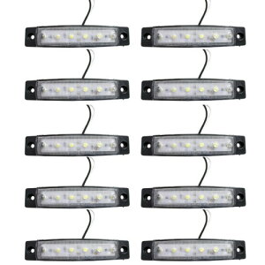 サイドマーカー ランプ 車用 LED 12V 24V 兼用 6連 トラック ライト 10個セット ホワイト