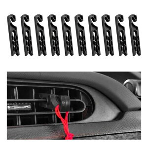 車用通気口フックハンガー ポータブル 自動エアベントオーガナイザーフック エアコンクリップ イヤホンケーブルワインダー メガネ収納 ユニバーサル車内アクセサリー (ブラック)