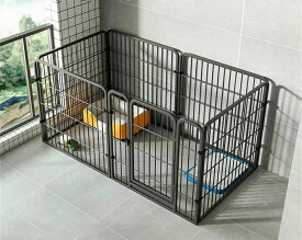 簡単組み立て 接続式 6枚 セットドア付 小型犬 ケージ 自立 柵 置くだけ 屋外 室内 ドア付き サークルケージ ペットフェンス 犬