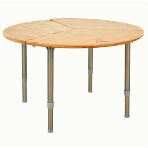 バンブー ラウンド 折りたたみテーブル キャンプテーブル ティピー ベルテント用 3つ折り ポータブル キャンプテーブル