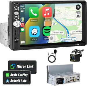 I[fBI1 Din 7 C` ^b`XN[ CarPlay Android AutoA1 Din Bluetooth 5.1AMirror Link for Android/iOSAUSB/TF |[gAAuxAFM WIAEQ fW^V[o[AAr[JA}CNt