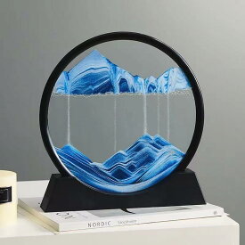 動く砂の絵 円形ガラス 3D 深海風景 ディスプレイ付き 流れる砂のフレーム 大人向け リラックスギフト 自宅 オフィス 仕事 デスクトップ装飾 おもちゃ