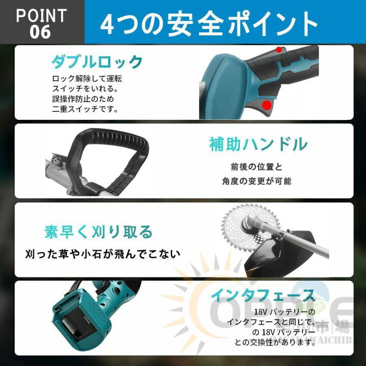 楽天市場】草刈り機 充電式 マキタバッテリー対応 電動 草刈機 9インチ 