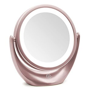 化粧鏡 卓上ミラ ライト付き鏡 女優ミラー 1倍/5倍拡大鏡付き メイクミラー USB充電式 360°回転 明るさ調節 3段階調光