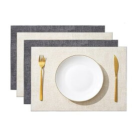 ランチョンマット テーブルマット 4枚セット 高質PUレザー おしゃれ 北欧 四角 方型 両面 防水 滑り止め 汚れ防止 断熱 保護 お手入れ簡単 拭き取り可能 食卓飾り 雰囲気 調理台 食卓 家庭用「43*30cm」（ベージュ