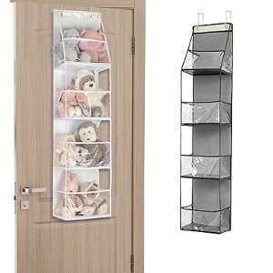 ぬいぐるみ 収納 大容量 ドア掛け 収納 4段 ぬいぐるみ 収納 壁掛け ウォールポケット おもちゃ ケース 収納 ドア掛 知育 子供 部屋 室内 用 空間活用 整理整頓 見せる ドア 収納(グレー)