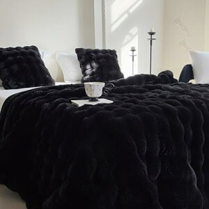 毛布 ふわとろ毛布 ふわもこ毛布 ブランケット 柔らかく肌触 ふわふわ モコモコ 冷え対策 洗える おしゃれ 静電気防止 暖かい 厚手 冬用 新色限定(180x200,ブラック)