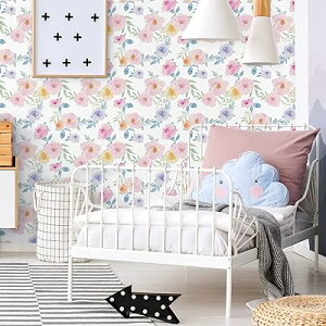 壁紙シール 花柄 リメイクシート 牡丹柄 インテリアシール 植物 水彩画 はがせる壁紙 厚手 カッティングシート のり付き ふすま紙 補修 ビニールシール リフォーム キッチン 装飾 保護シー