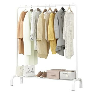 ハンガーラック 洋服掛け ハンガーラック 頑丈 洗濯物干し室内物干し スタイルハンガ ー 組立簡単 頑丈 ハンガー 幅110×奥行40×高150cm (幅110 白)