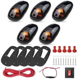 Aoling トラック キャブマーカー、車 ルーフマーカー、キャブマーカー 12V、ルーフマーカー スモーク、オレンジライト 9LED搭載 5個セット
