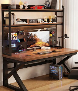 ホールボードデスクトップコンピュータテーブルホームデスク本棚一体型コンビネーションスタディデスクベッドルーム無垢材ゲーミングテーブル