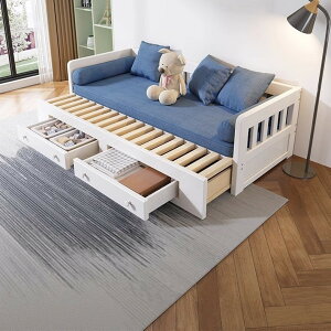 無垢の木を引き抜いてソファのベッド小さい坪型の両用たたむことができます畳の応接間の多機能の単一の2人の伸縮するベッド