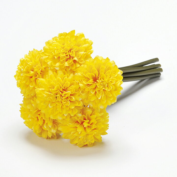 楽天市場 造花 アスカ ポンポンマムバンチ 1束6本 イエロ A 010 01 取寄 造花 アーティフィシャルフラワー 造花 花材 か行 キク 菊 ピンポンマム 花材通販はなどんやアソシエ