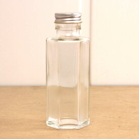 ハーバリウム瓶(六角)100ml アルミキャップ付「キャップ色：シルバー」【10】【取寄】 ハーバリウム 瓶・ボトル ガラス瓶