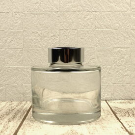 リードディフューザー用ガラス瓶 丸型 150ml 銀カバー＋中栓付【01】 リードディフューザー リードディフューザー瓶・ボトル