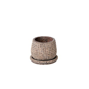 PTMD/Cord brown cement pot and saucery07z K[fjOE|pi AؔEt[|bg Zg