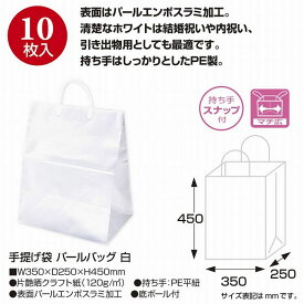 ササガワ/手提げ袋 パールバッグ 350×250×450 白 10P/35-5721【01】【取寄】 ラッピング用品 、梱包資材 ラッピング袋・プレゼント袋 手提げ紙袋