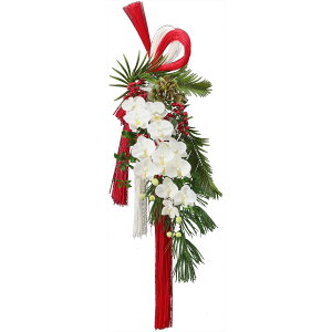 【直送】【造花】YDM/胡蝶蘭 しめ縄/NAATW-022 ※返品・代引・キャンセル不可【01】 花器、リース しめ縄・正月飾り しめ縄リース完成品