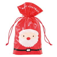HEADS/クリスマスハッピーサンタ＆スノーマン巾着バッグ－4（20枚）/XHS-4NS【取寄】 ラッピング用品 、梱包資材 クリスマスラッピング クリスマス用ラッピング袋