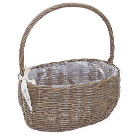 村田屋産業/PPラタンバスケット 横長GrayL/3181【07】 花器、リース 花かご・フラワーバスケット フェイク素材バスケット