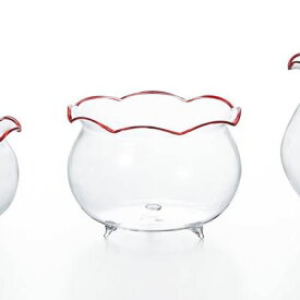 エイチツーオー/ガラス金魚鉢M レッド/HT6973【01】【取寄】[6個] 花器、リース 花器・花瓶 ガラス花器