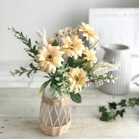 【造花】MAGIQ東京堂/ガーベラパンパスブーケ イエロー #4 YELLOW/FM008317-004【01】 造花（アーティフィシャルフラワー） 造花 花材「か行」 ガーベラ