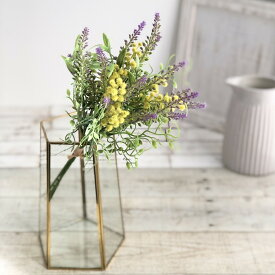 【造花】MAGIQ東京堂/ウインディミモザブーケ YEL/LAV イエローラベンダー/FM006523【01】 造花（アーティフィシャルフラワー） 造花 花材「ま行」 ミモザ