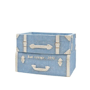 CARNAC/ヴィンテージレザードゥトランクBL ブルー/GFB432BL【01】 ガーデニング・園芸用品 植木鉢・フラワーポット グラスファイバー鉢