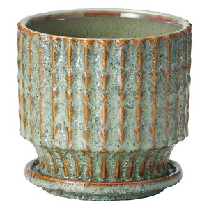 友膳/エマールリーニュポットSBL(受皿付)/T835【01】 ガーデニング・園芸用品 植木鉢・フラワーポット 陶器・セラミック鉢