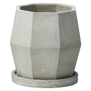 友膳/ポリヘドルポットMGY(受皿付)/TD857【01】 ガーデニング・園芸用品 植木鉢・フラワーポット セメント鉢