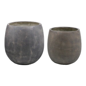 【直送】住まいスタイル/「GRITTE」 グリッテ 石調FRPプランター 幅30・42 (ドロップ型) 大小2個セット グレー【01】 ガーデニング・園芸用品 植木鉢・フラワーポット グラスファイバー鉢