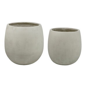 【直送】住まいスタイル/「GRITTE」石調FRPプランター 幅30・42 (ドロップ型) 大小2個セット アンティークホワイト【01】 ガーデニング・園芸用品 植木鉢・フラワーポット グラスファイバー鉢