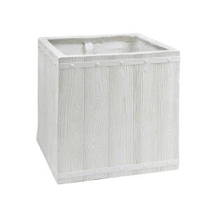 【直送】住まいスタイル/「FARBOR」 ファーバー 木調FRPプランター 幅40 (角型) ホワイト/E002-CU400WHT【01】 ガーデニング・園芸用品 植木鉢・フラワーポット グラスファイバー鉢