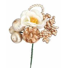 【造花】ビバ工芸/VD−4176 椿＆ボールピック WH/VD-4176【01】 花資材・フローリスト道具 フラワーピック お正月・迎春ピック