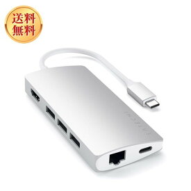 Satechi V2 マルチ USB-C ハブ 8-in-1 シルバー 4K HDMI 60Hz イーサネット USBC PD充電 SDカードリーダー USB3.0ポートx3