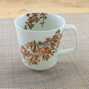 マグカップ 有田焼 しだれ梅マグ(赤/マロン) 梅 花柄|和食器 陶器 三階菱