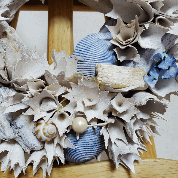 【おまとめ】ナチュラルリース ブルーシェル シェルリース・ブルー(直径24cm）