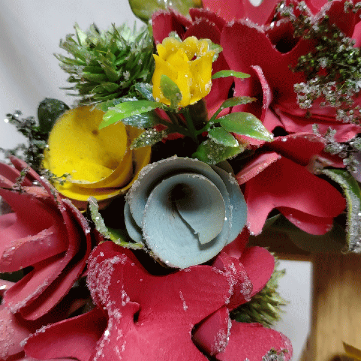 染め花リース ピンク・黄色・紫 完成品 プリザーブドフラワー｜ピンクとブルーの幸せ色のリース