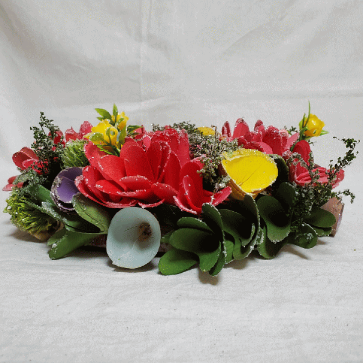 楽天市場】カラフルピンクシャトルフラワーCラメ リース 玄関