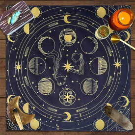 タロットクロス テーブルクロス タロットカード 占い スピリチュアル 抽象 月 星 宇宙柄 北欧風 ポリエステル 正方形 マルチカラー お部屋 インテリア 飾り付け リビング 寝室 ドミトリー 敷物 マット